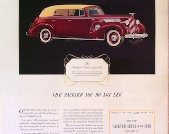 1939 Packard Super-8 Magazine Page Advertising - Car Ad,