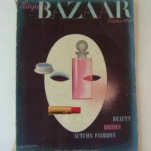 Harper&#39;s Bazaar Oct. 1939 - Complete Magazine - A.M. Cassandre - Vintage Magzine