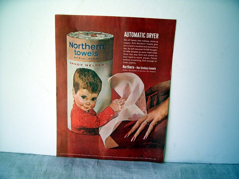 Northern Towels Little Boy Advertisement Wall Decor Magazine Print Page Ad Artist Francis Hook Childrens Room Wall Hanging