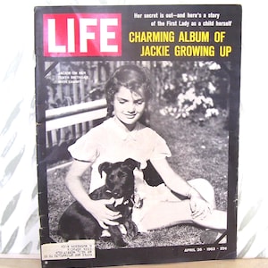 Vintage Life Magazine April 26th, 1963, Jackie Kennedy Growing Up, Complete Magazine, Carol Wells,