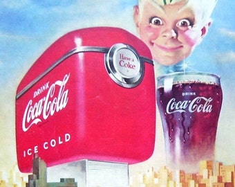 1950 Magazine Page Coca Cola Ad Double Sided Sprite Boy and