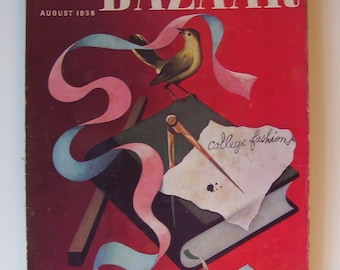 Harper's Bazaar August 1938 - Complete Magazine - 165 Pages- Women Fashions -