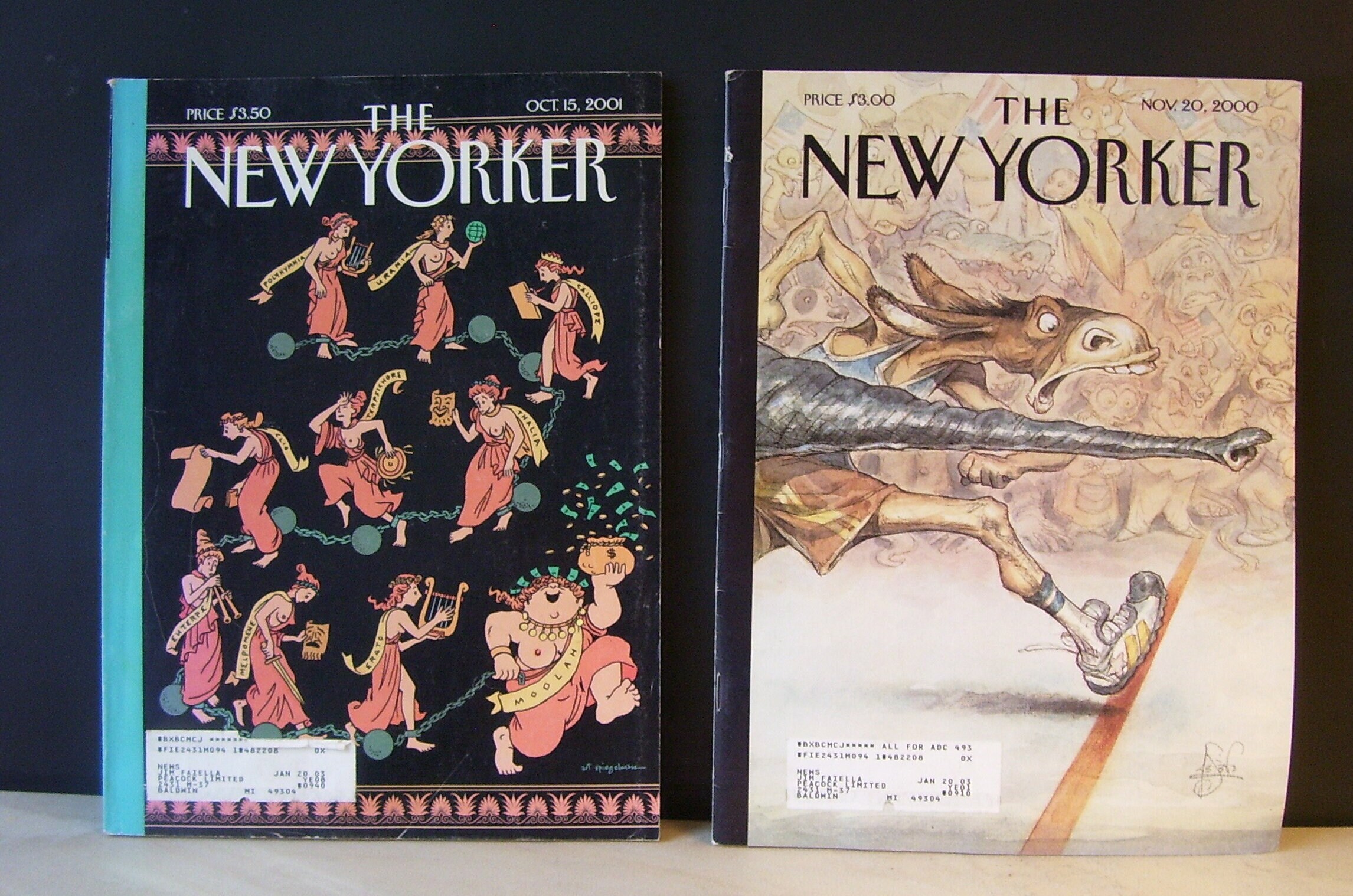 The New Yorker Magazine Nov. 20, 2000 and October 15, 2001