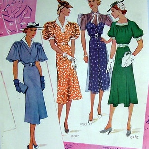 Vintage Magazine Page Ladies Fashion Ad, 1937 Magazine Page, Mint Dresses, Artist Jean des vignes, Reverse Side Dresses with Jackets