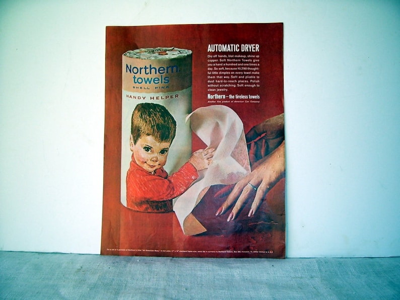 Northern Towels Little Boy Advertisement Wall Decor Magazine Print Page Ad Artist Francis Hook Childrens Room Wall Hanging