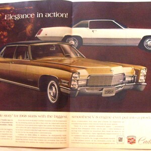 Vintage Magazine Page Ad 1968 Cadillac, Double Page/ Cadillac for 1968