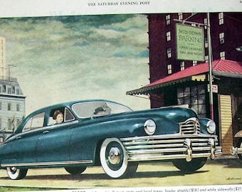 1949 Packard Eight 130 HP Touring Sedan Magazine Page Ad, Blue Packard Ad, Car Ad, Ad Sedan, Antique Car Ad, Car Print Ad, Classic Car Ad