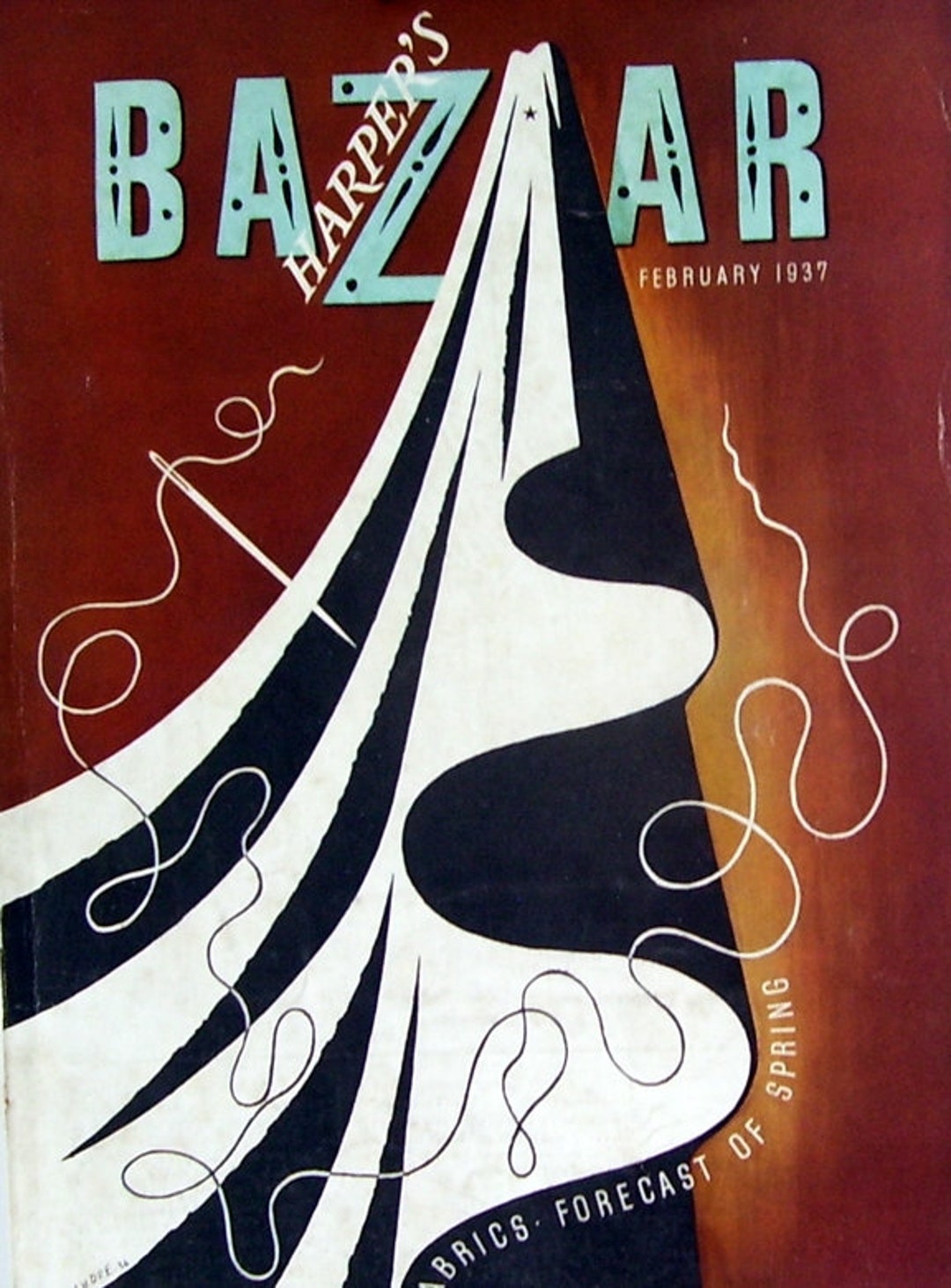 1937 Harper's Bazaar Magazine Cover Only, Fabrics Forecast of