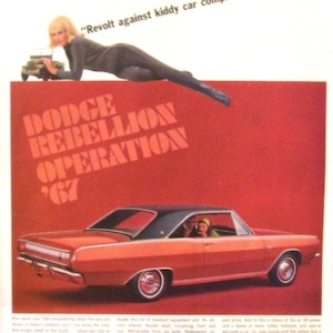 Vintage 1967 Dodge Dart Magazine Page Advertising, Paper Car Ad/ Red Dodge Dart GT/ Man Cave Decor, Classic Car Print