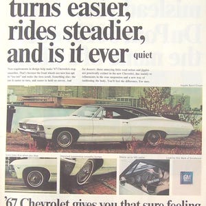 Vintage Magazine Page 1967 Chevrolet Impala Sport Coupe Ad/ Man Cave, Car Collector/Print Page/