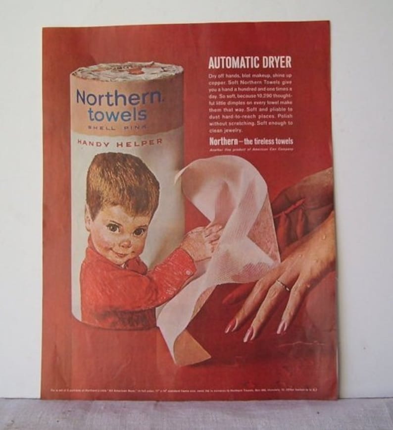 Northern Towels Little Boy Advertisement Wall Decor Magazine Print Page Ad Artist Francis Hook Childrens Room Wall Hanging
