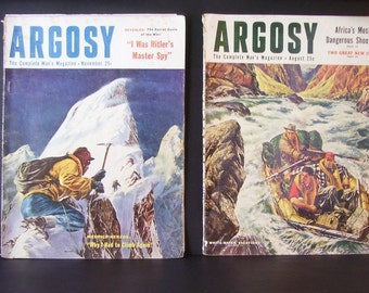 2 Argosy Complete Man's Magazine -November 1953 -August 1953 - White Water Vacations