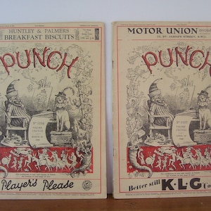 2 Vintage Punch London Magazines -  March 20 and April 10 1940 Vintage Magazines, Or The London Charivari - History -Advertising -
