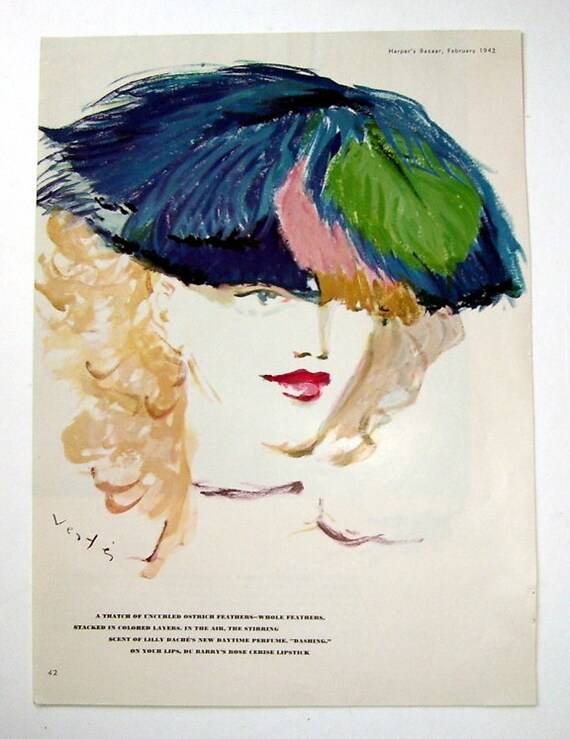 Ostrich Feathers Hat Lilly Dache's New 1941 Lilly Dache Dashing Perfume Bottle