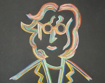 John Abstract Color Pencil Drawing of John Lennon