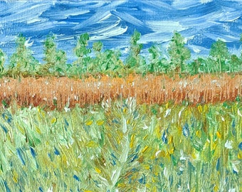 Through the Farmer's Field Original Oil Painting