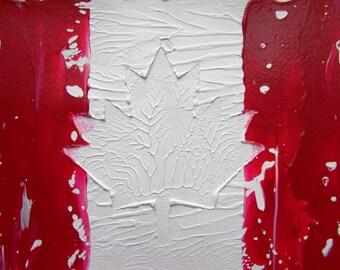 Canadian Flag Abstract Acrylic Painting