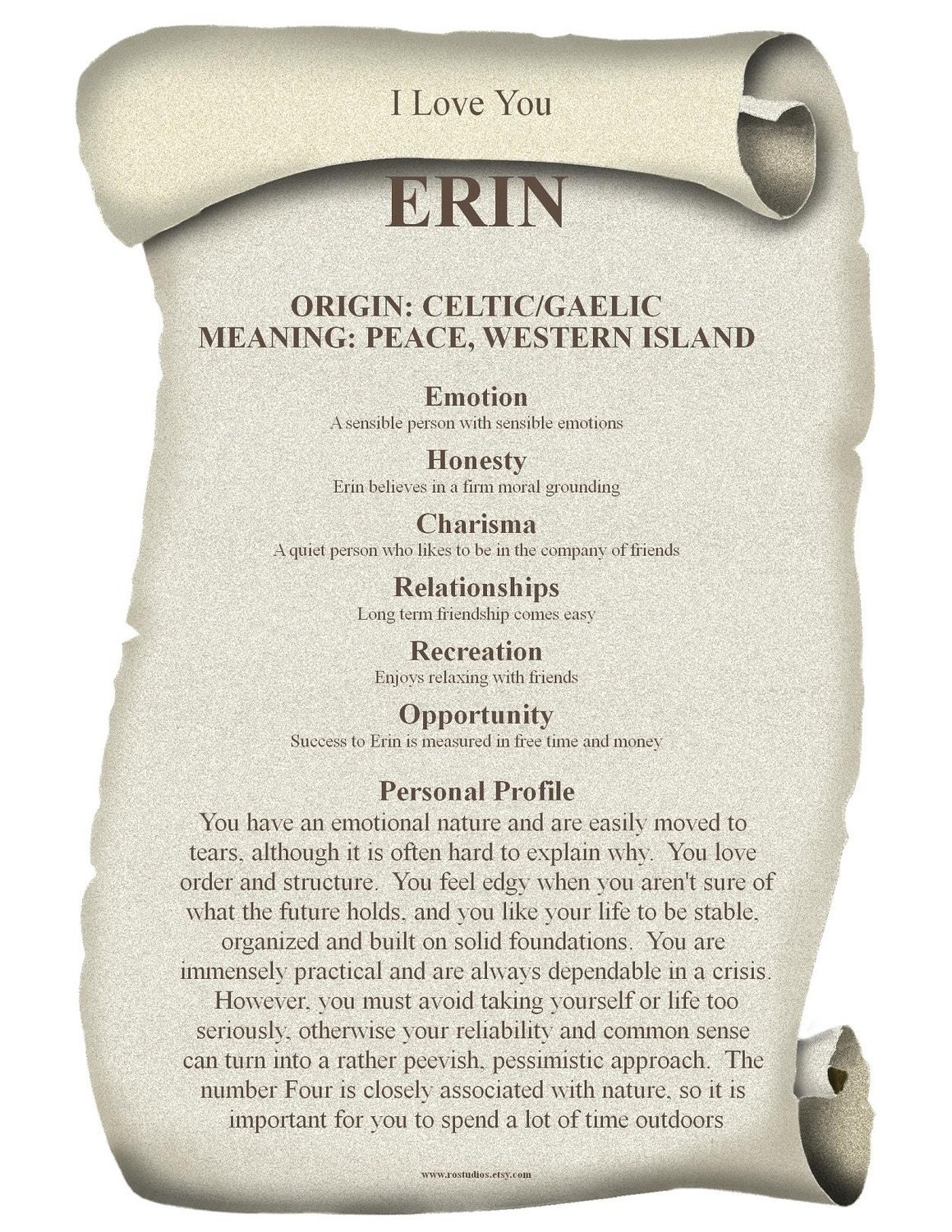 Origin and Meaning of Your First Name Gift Scroll Etsy Canada