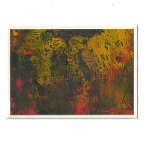 Original Acrylic Abstract Nightfall in the Park Painting Fine Art in White Mat. image 2