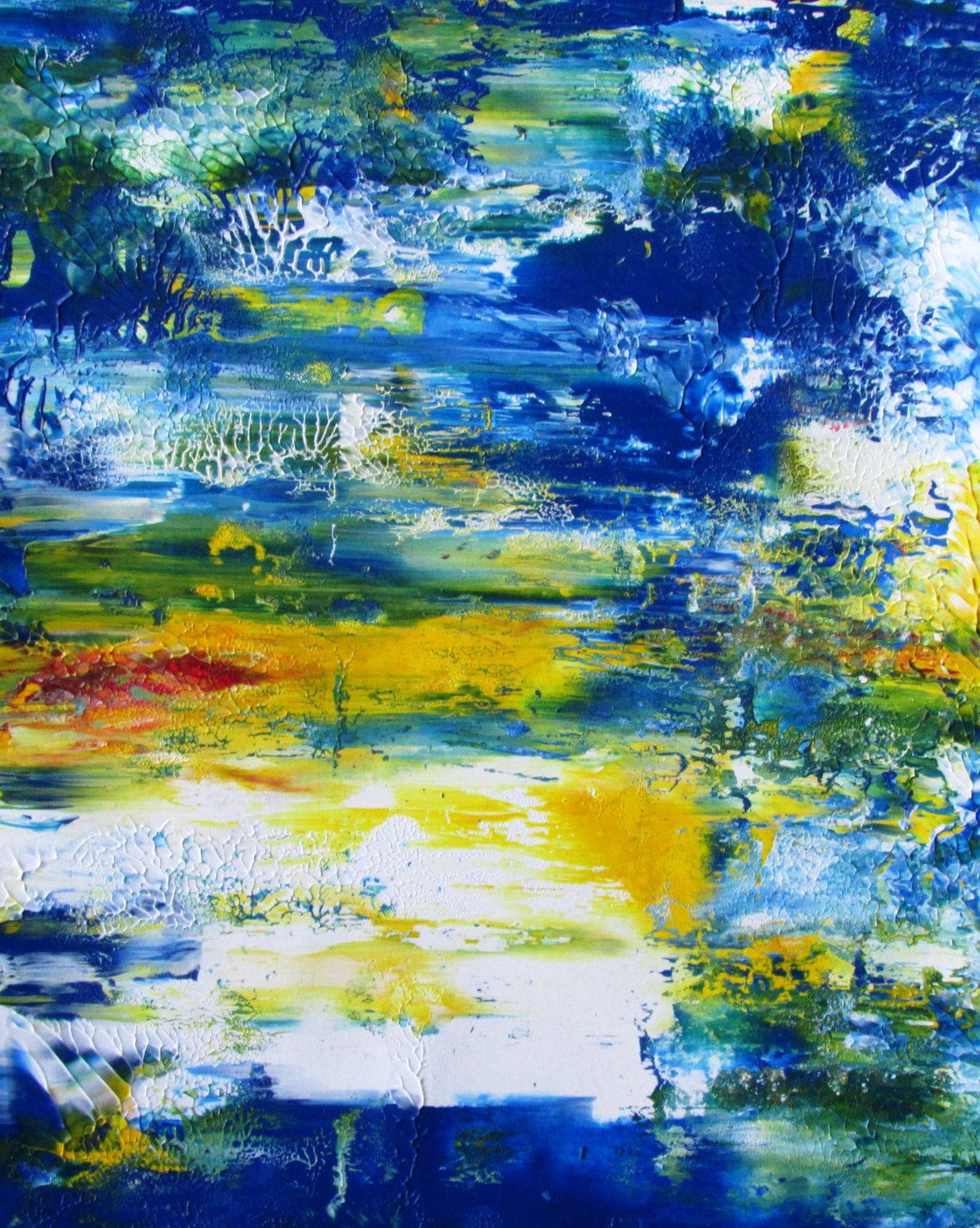 Reflections Original Fine Art Abstract Acrylic Painting in White Mat