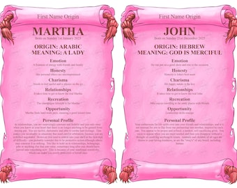 Couple's or Best Friend's First Name Meaning GIFT SCROLL GREETINGS