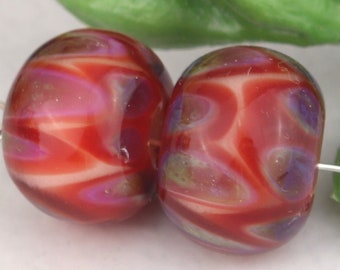 Boro Stacked Dots Lampwork Bead Pair