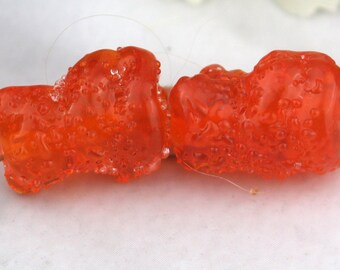 Sugared Orange Gummy Bear Lampwork Bead pair