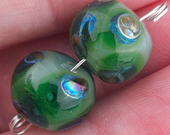 Touch of Peacock Lampwork Bead Pair