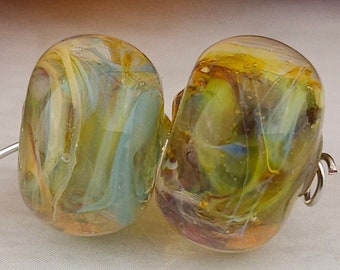 Bueno Painted Frit Accent Lampwork Bead Pair