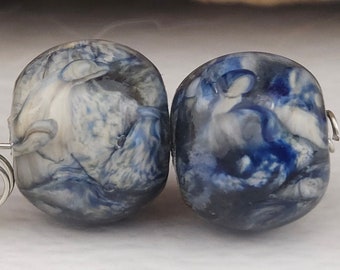 Mottled Dragon Scale Lampwork Bead Pair