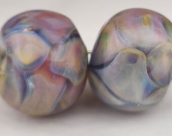 Terra Dragon Scale Lampwork Bead Pair