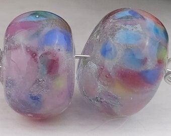 Dappled Pied Piper Lampwork Bead Pair