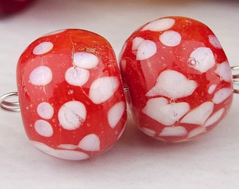 Boro Snow on Carmen Lampwork Bead Pair