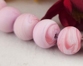 Strawberry Swirl Lampwork spacer set