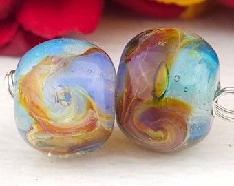 Boro MetaSonic Twist Lampwork Bead Pair