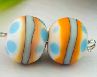 SW Inspired Etched  Lampwork Bead Pair