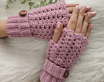 Handmade Crochet Fingerless Gloves, Women's Winter Accessories