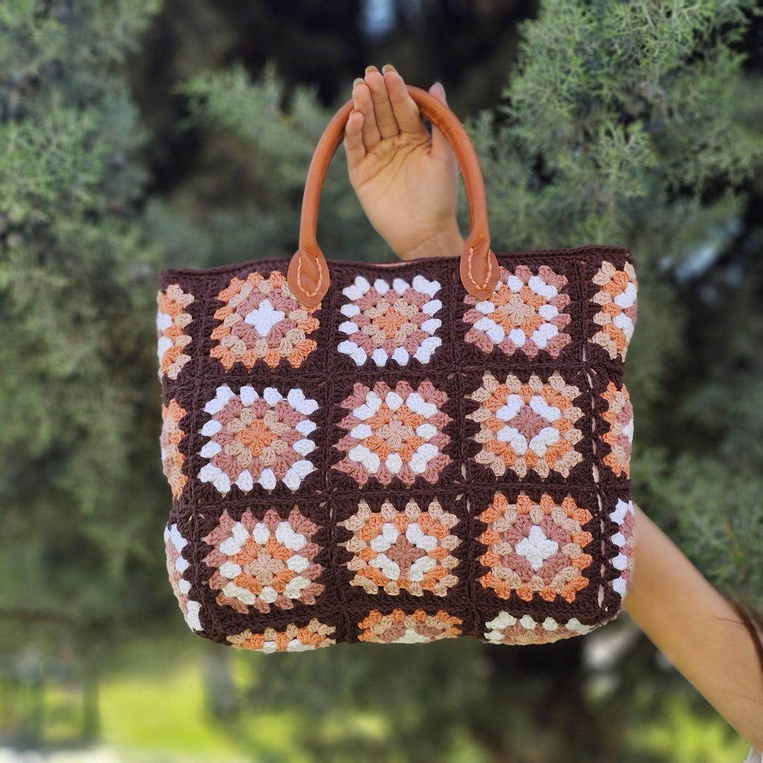 Handmade Crochet Granny Square Tote Bag – Boho Market Bag - Etsy