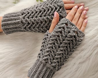 Handmade Crochet Fingerless Gloves, Women's Winter Accessories