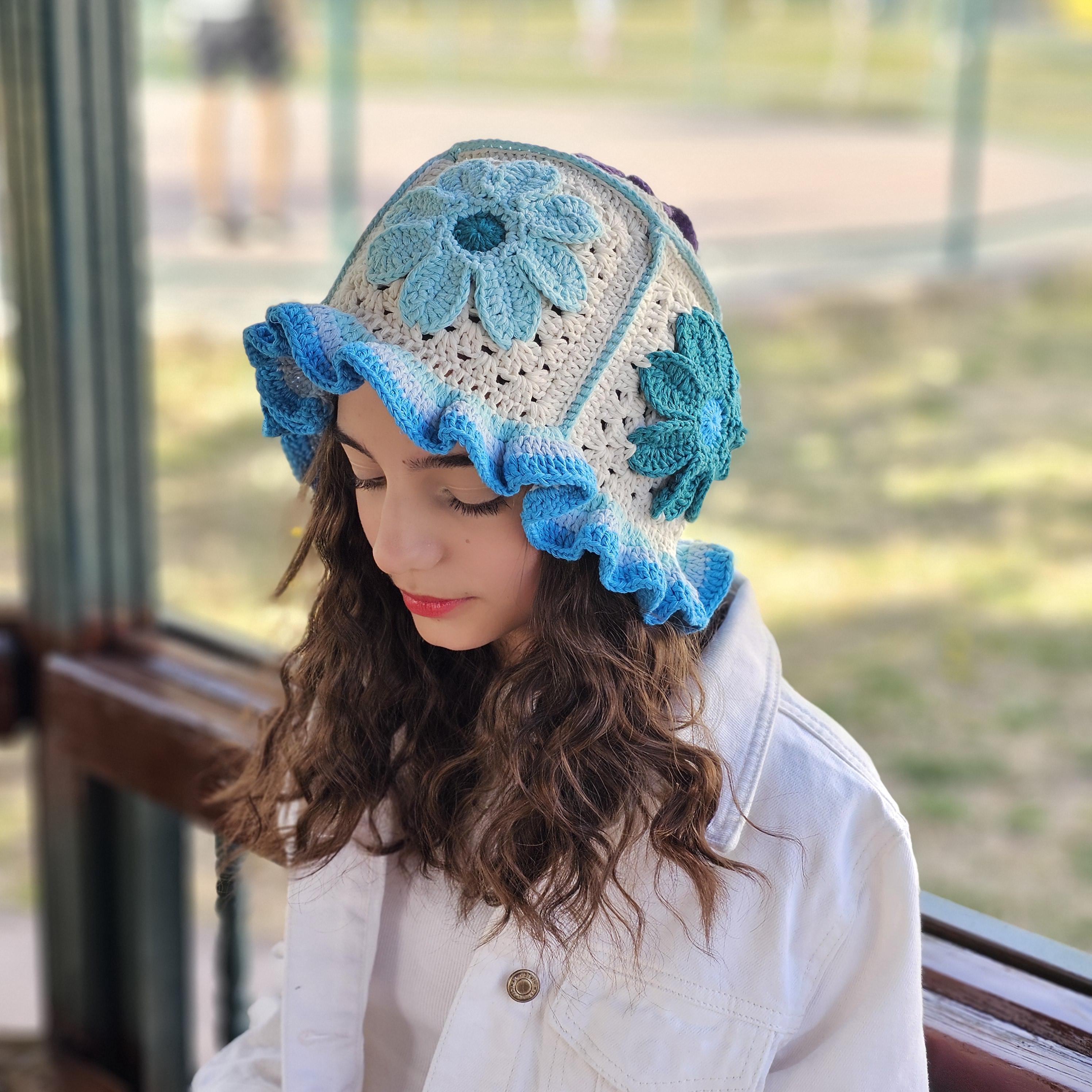 100% Cotton Handmade Crochet Knit Floral Summer Bucket Hat ZLYC Women Cotton Bucket Hat Handmade Crochet Knit Jamaica  main image 3