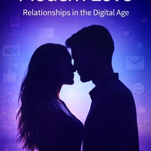 May include: A silhouette of a couple in a romantic pose, set against a purple gradient background. The image features the text "Modern Love" and "Relationships in the Digital Age". The theme suggests a focus on modern relationships.