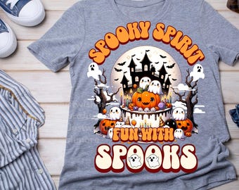 Spooky Ghost Pumpkin Halloween Design PNG | Fall png (Digital Download)