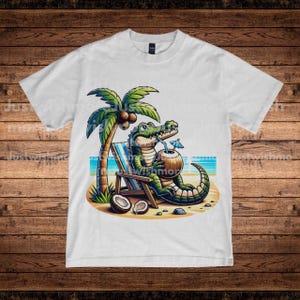 Beach Alligator Clipart PNG Bundle: Tropical Vacation Design (Digital Download)