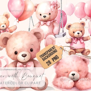 28 Bear Baby Shower Clipart Teddy Bear Clipart PNGs, pink bear balloon clipart  Watercolor, Teddy bear, Teddy Bear, Cute Teddy bear