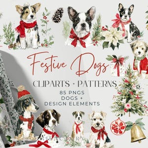 christmas dog clipart, christmas puppy clipart, png, xmas dog clipart cute dog in santa hat watercolor clip art illustration dog xmas puppy