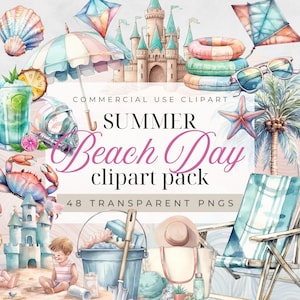 pool party clipart pastel, Summer Beach Day Clipart Set, Boho Tropical Ocean Flip Flops Vacation Clip Art Bundle PNG