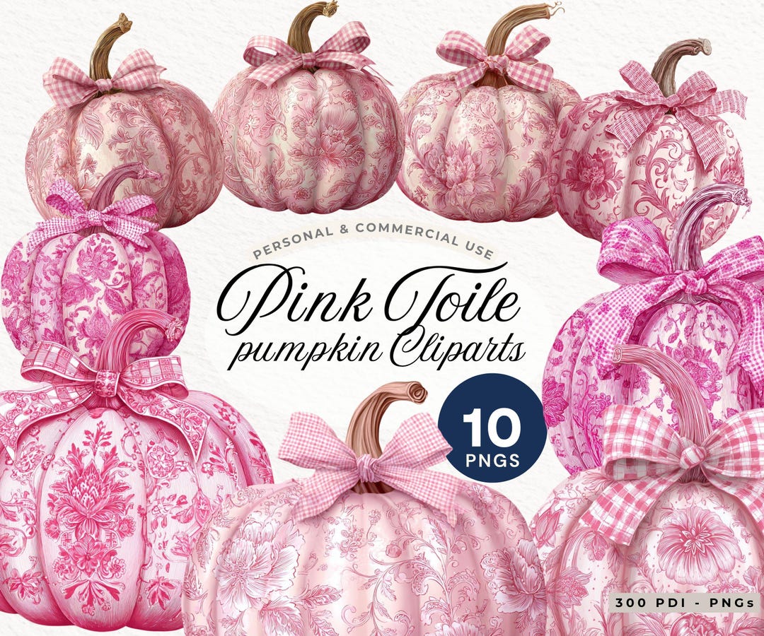 Pink Little Floral Pumpkin Coquette PNG Clipart, Watercolor Retro Toile ...