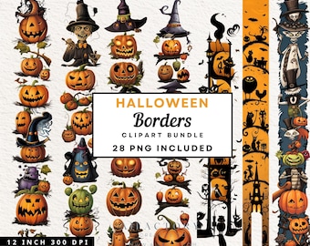Halloween Borders Clipart. Halloween Graphics, happy halloween, commercial use, clip art, spooky border, border clipart, pumpkin border PNG