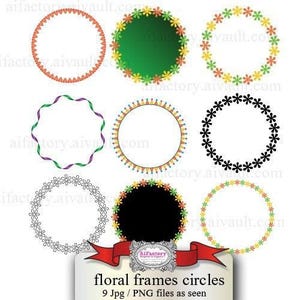Round frame Clipart Flowers circle, circular frame, round frame, decoration frames clipart, borders clipart, PNG Transparent Digital Clipart