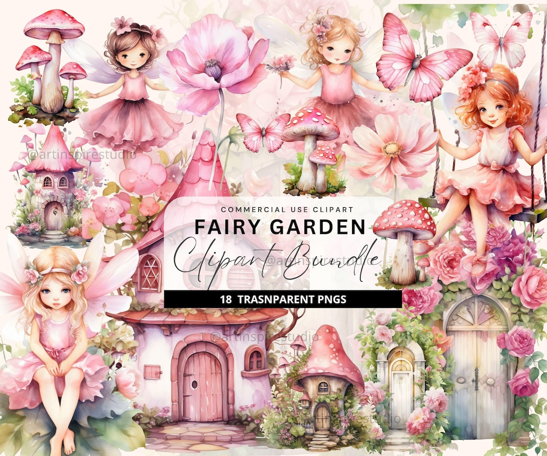 Pink Fairy Garden Clipart, Fairy Clip Art Fantasy Clipart Fairy Tale ...